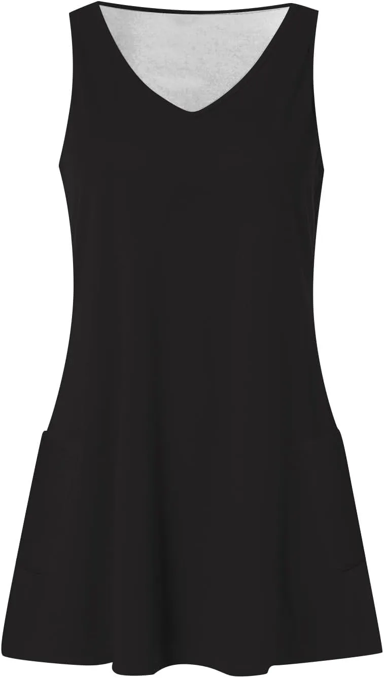 Summer Dresses for Women 2025 Casual V Neck Sleeveless Sundresses Hawaiian Plus Size Tank Dress with Pockets