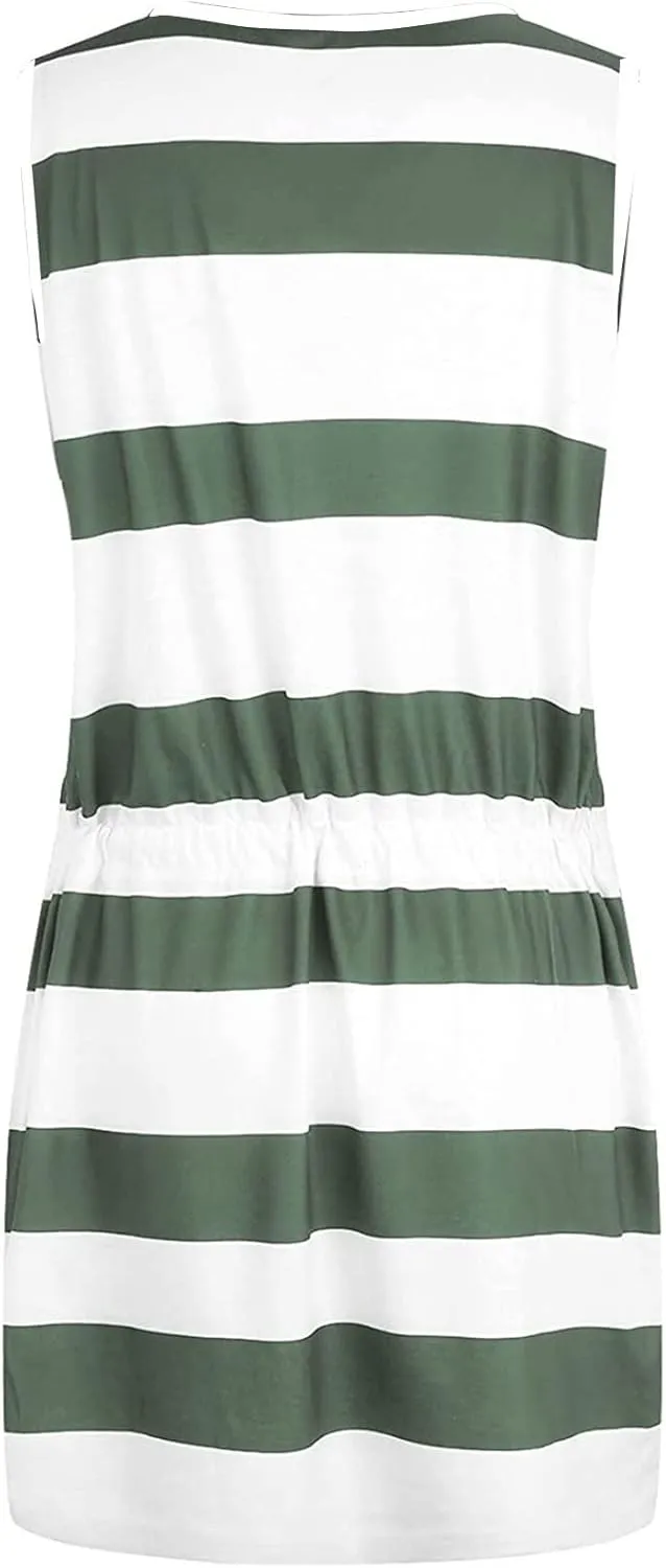 Summer Dresses for Women 2025 Causal Short Sleeve V Neck Sundresses Tie Front A-Line Dresses Beach Vacation Clothes