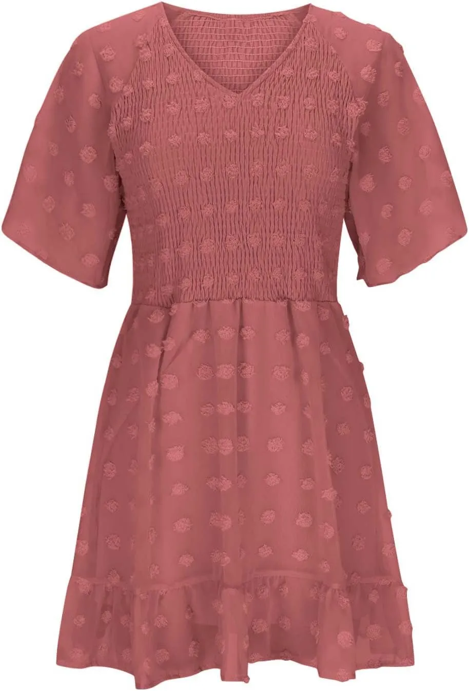 Summer Dresses for Women 2025 Fashion Short Sleeve V Neck Ruffle Mini Dress Casual A Line Beach Vacation Sundress