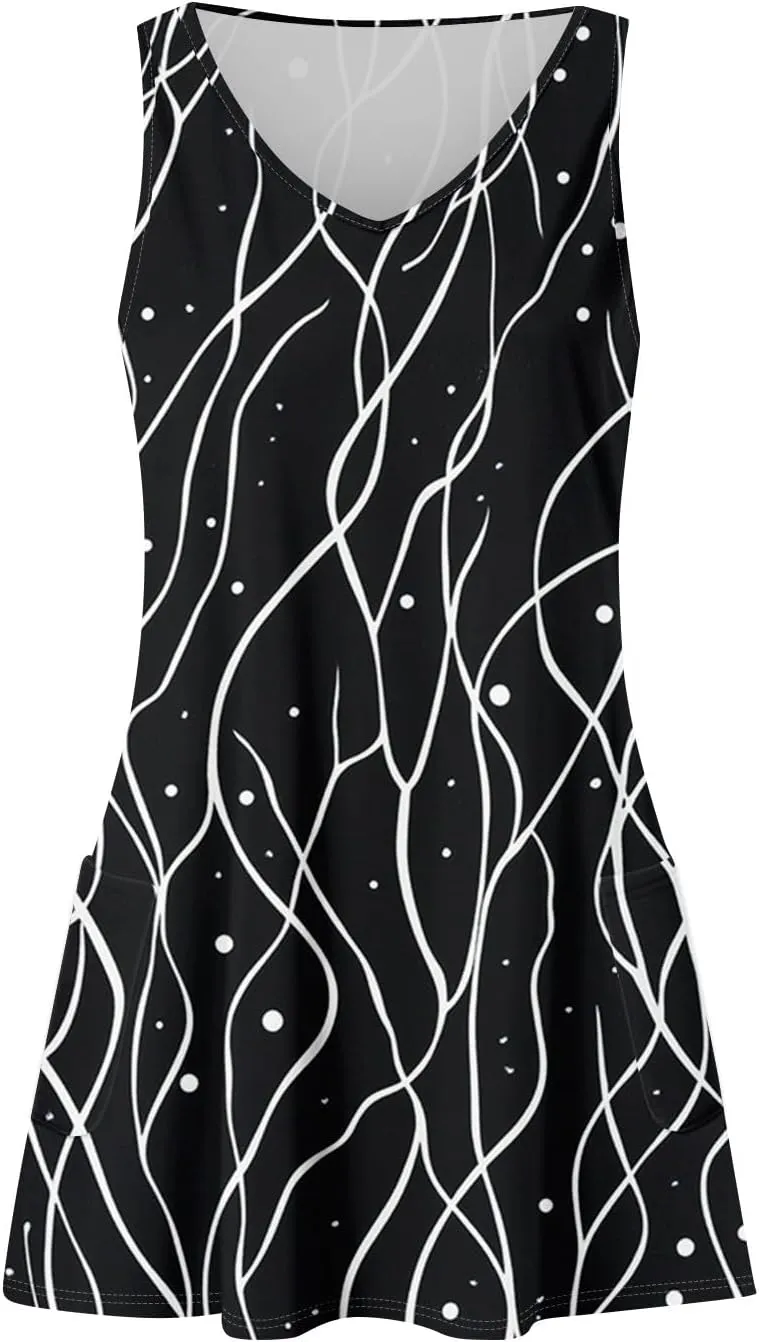 Summer Dresses for Women 2025 Floral Loose T Shirt Dresses V-Neck Boho Beach Tank Dress Casual Sleeveless Sundresses
