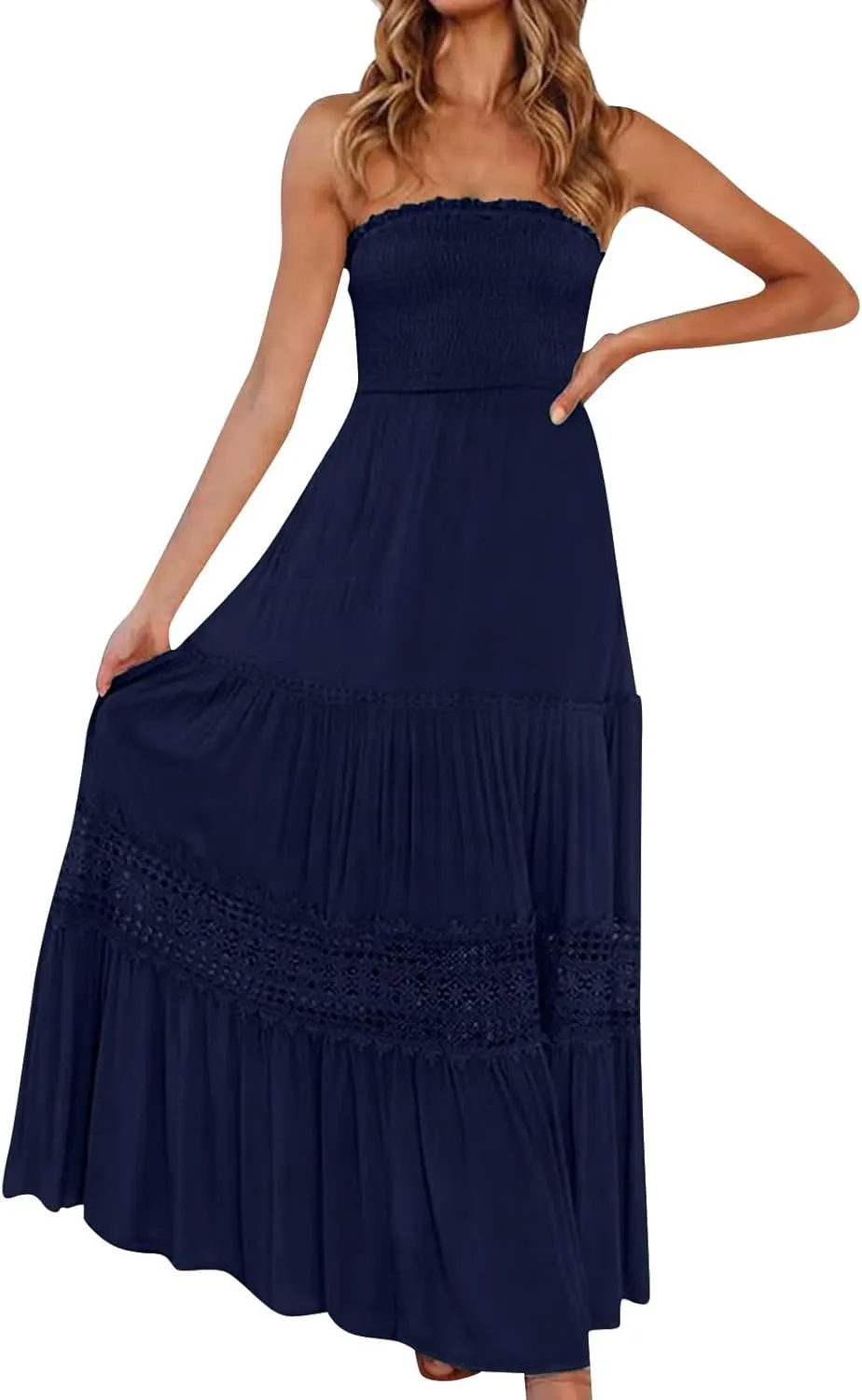 Summer Dresses for Women 2025 Sexy Sleeveless Strapless Maxi Dress Trendy Tube Top Sundress Casual Beach Cover Ups