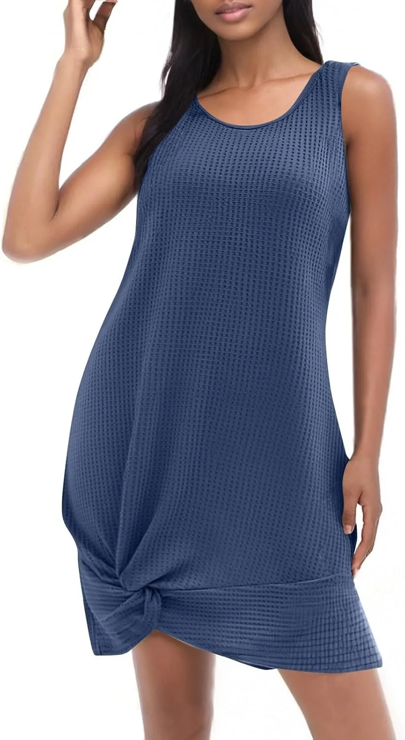 Summer Dresses for Women 2025 Sleeveless Beach Swimsuit Coverup Boho Sundress Twisted Tank Mini Dress Vacation Outfits