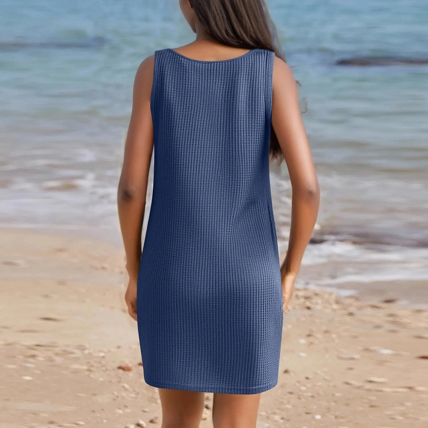 Summer Dresses for Women 2025 Sleeveless Beach Swimsuit Coverup Boho Sundress Twisted Tank Mini Dress Vacation Outfits