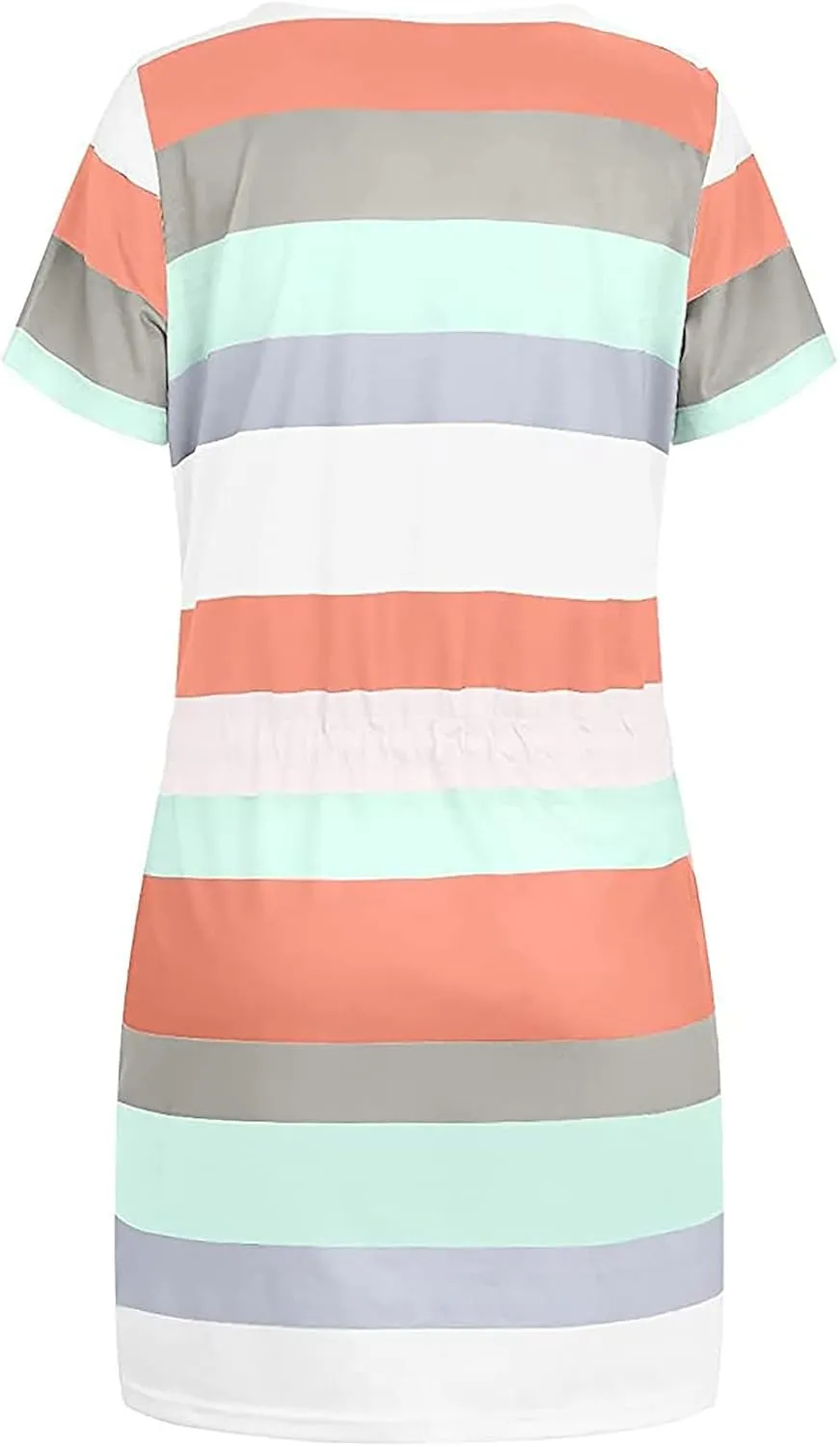 Summer Dresses for Women 2025 V Neck Short Sleeve Mini Dress Casual Beach Vacation Striped Sundress with Pockets