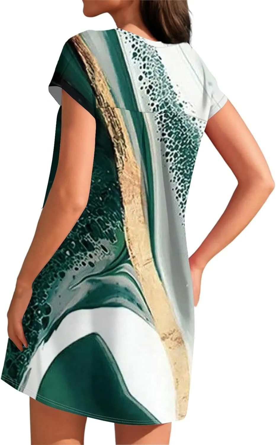 Summer Dresses for Women 2025s Casual Cap Sleeve Crewneck Loose Mini Dresses Casual Floral Beach T Shirt Dres