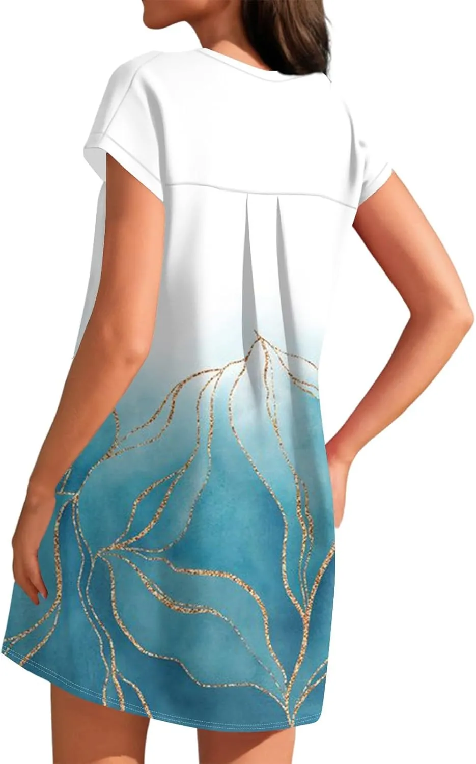 Summer Dresses for Women 2025s Casual Cap Sleeve Crewneck Loose Mini Dresses Casual Floral Beach T Shirt Dres