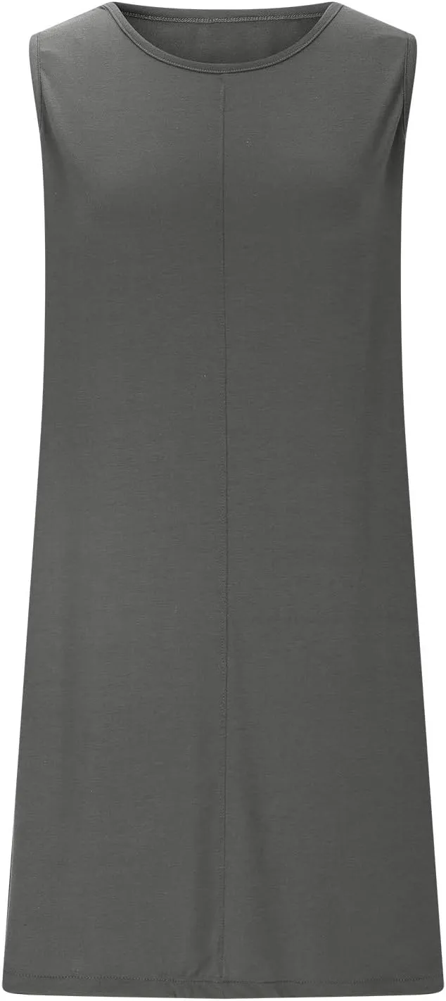 Summer Dresses for Women Solid Sleeveless Cutout Back Sundress Beach Swimwear Summer Casual Mini Dress with Pockets