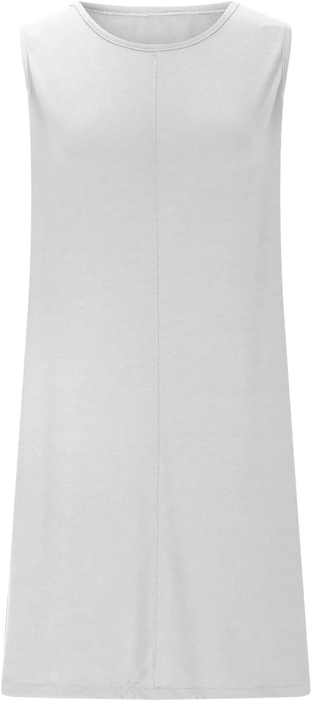 Summer Dresses for Women Solid Sleeveless Cutout Back Sundress Beach Swimwear Summer Casual Mini Dress with Pockets