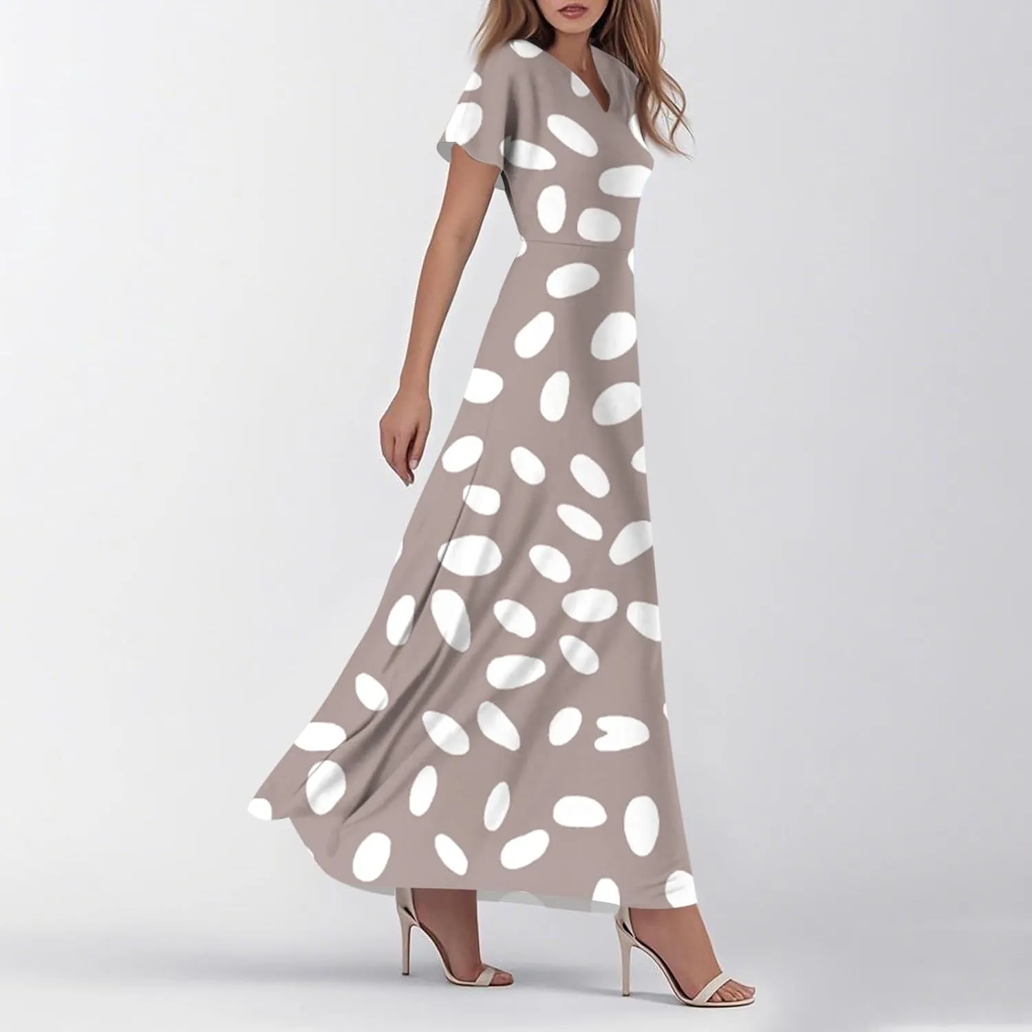 Summer Maxi Dresses for Women 2025 Vacation Short Sleeve V Neck Floral Dress Flowy A Line Wrap Casual Beach Sundress