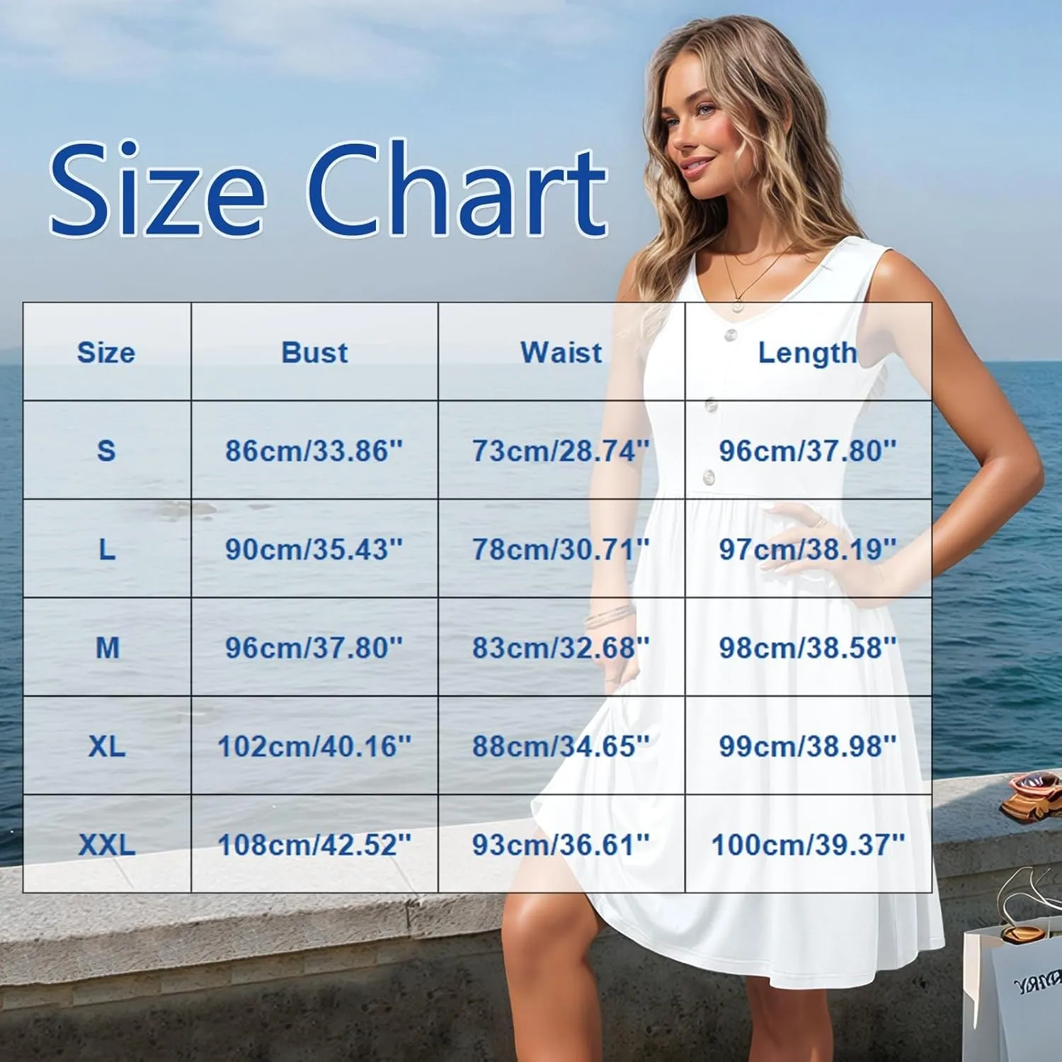 Sundress for Women-2025 Summer Fashion Patchwork Swing Button Down Sleeveless Midi Vacation Dresses with Pockets