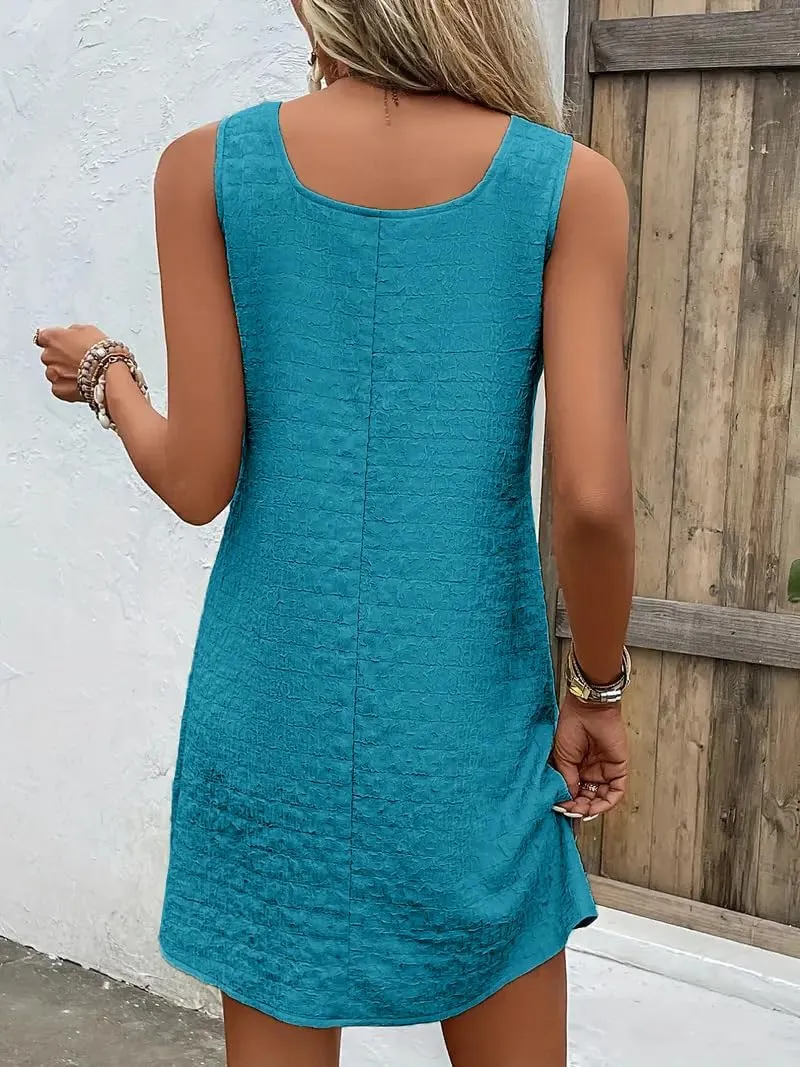 Sundresses for Women 2024 Sleeveless Summer Casual Tank Dress Above Knee Length Flowy Beach Vacation Tshirt Dress