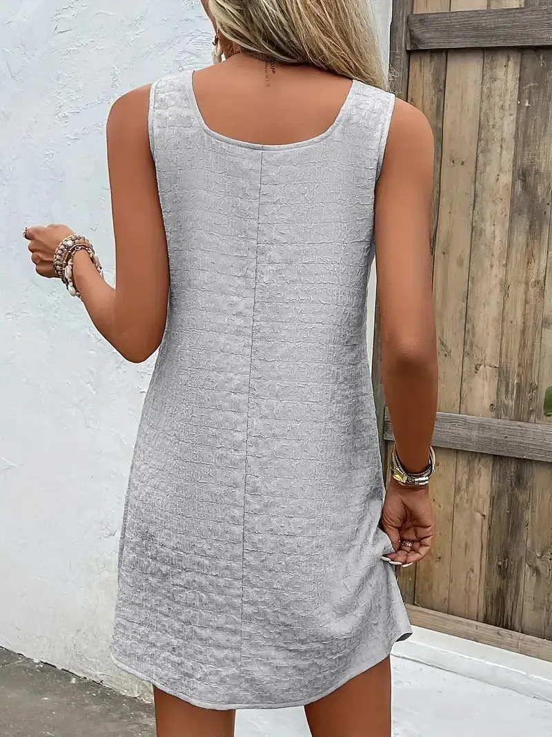 Sundresses for Women 2024 Sleeveless Summer Casual Tank Dress Above Knee Length Flowy Beach Vacation Tshirt Dress