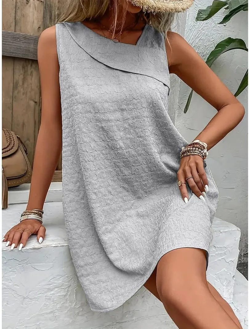 Sundresses for Women 2024 Sleeveless Summer Casual Tank Dress Above Knee Length Flowy Beach Vacation Tshirt Dress