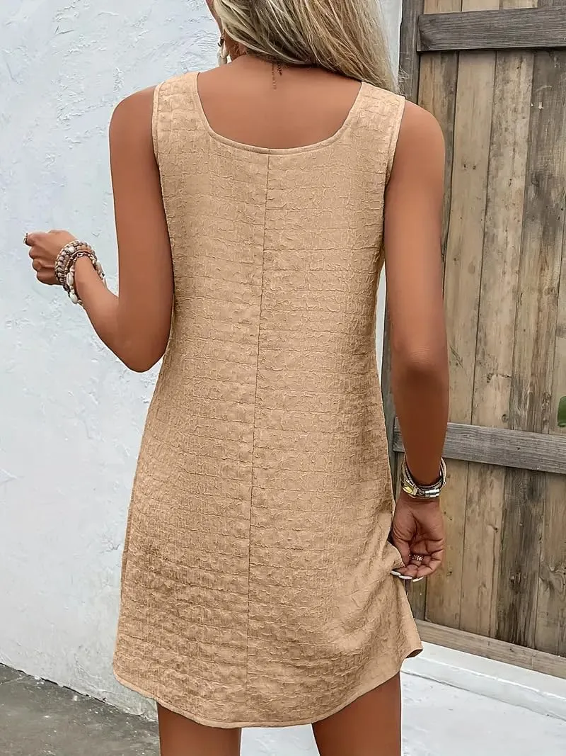 Sundresses for Women 2024 Sleeveless Summer Casual Tank Dress Above Knee Length Flowy Beach Vacation Tshirt Dress
