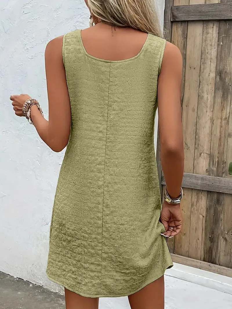 Sundresses for Women 2024 Sleeveless Summer Casual Tank Dress Above Knee Length Flowy Beach Vacation Tshirt Dress