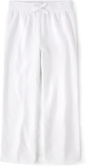 The Children's Place Girls' Linen-Blend Wide Leg Beach Pants