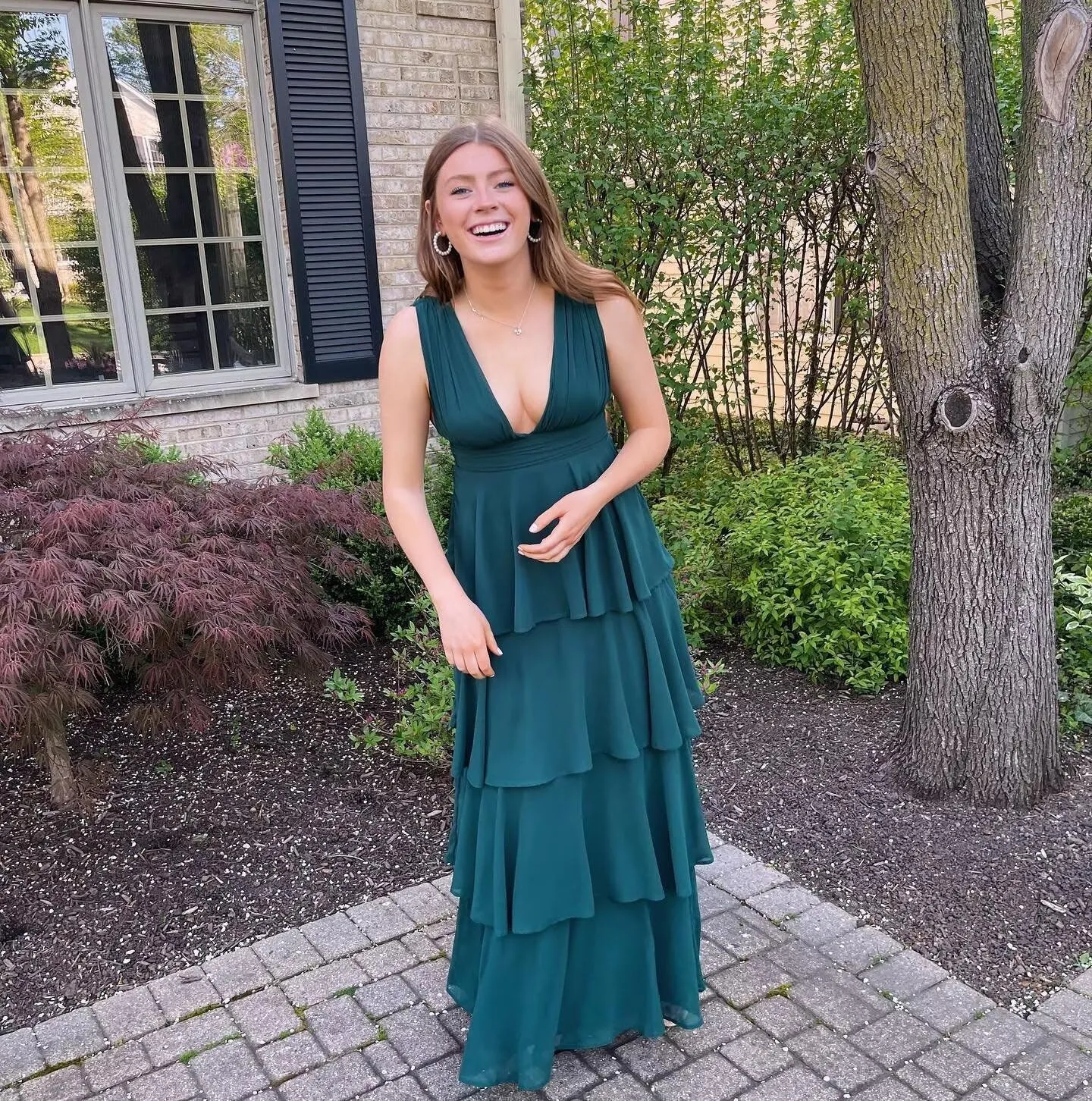 Tiered Ruffles Bridesmaid Dresses for Women 2025 Long Chiffon A Line Formal Evening Gowns Prom Dresses with Ruffles