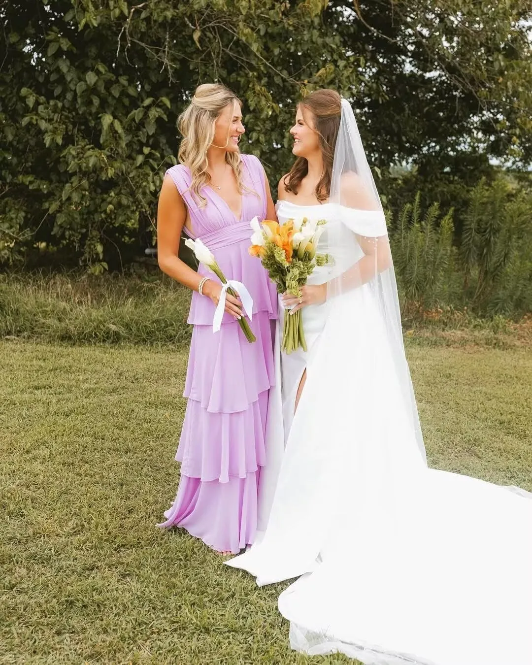 Tiered Ruffles Bridesmaid Dresses for Women 2025 Long Chiffon A Line Formal Evening Gowns Prom Dresses with Ruffles