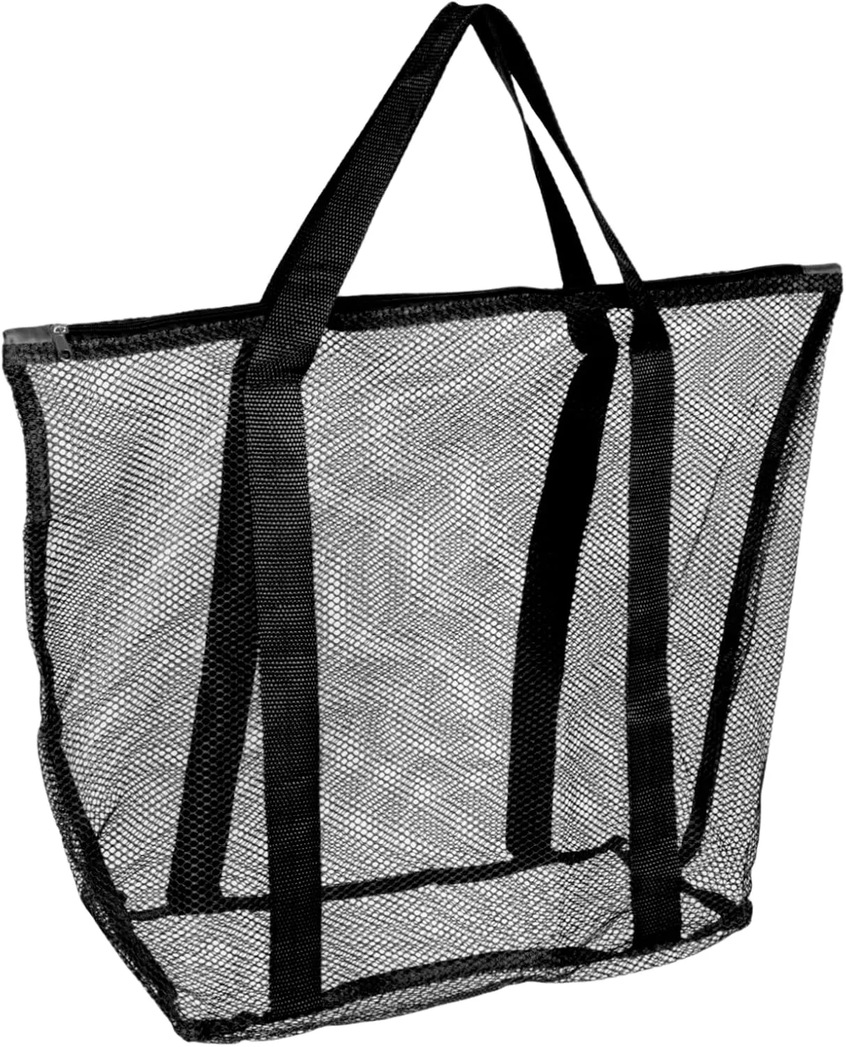 Transparent Mesh Beach Bag Large Capacity Multi Functional Tote for Women Durable Comfortable Zipper Pouch for Family Travel Shopping and Holiday Essentials