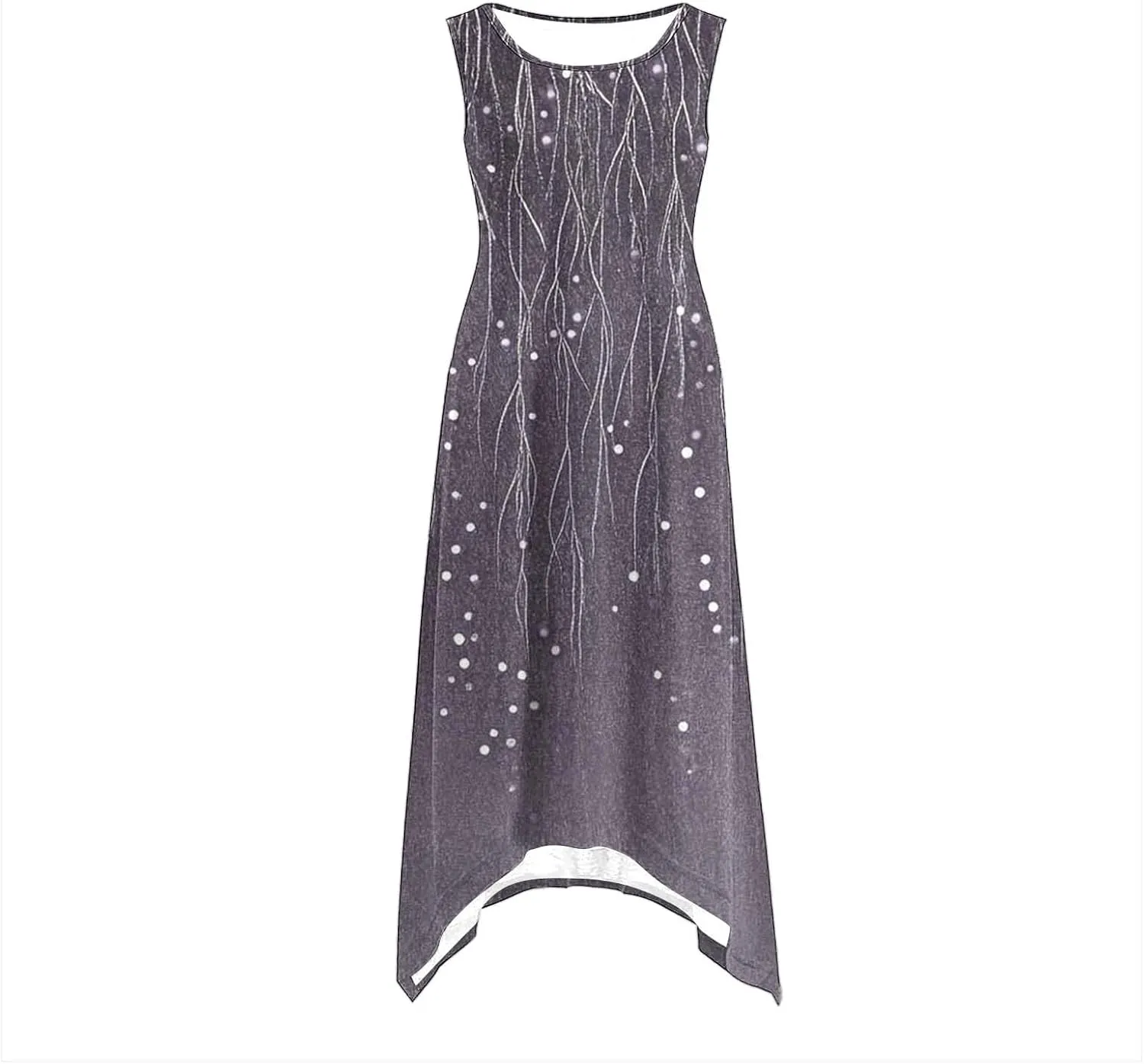 Vacation Dresses for Women 2025 Casual Sleeveless Handkerchief Hem Tank Dresses Boho Print 2025 Beach Sundresses
