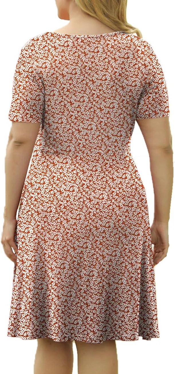 VOIANLIMO Womens Summer Plus Size Short Sleeve Button Down Causal Dress