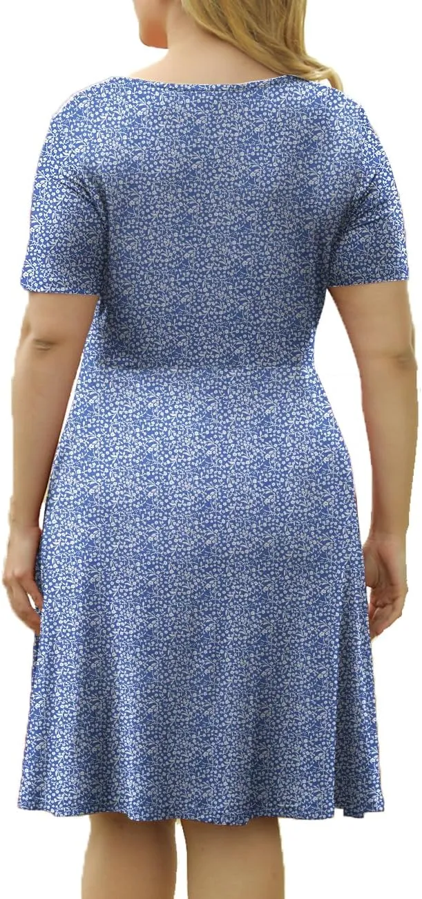 VOIANLIMO Womens Summer Plus Size Short Sleeve Button Down Causal Dress