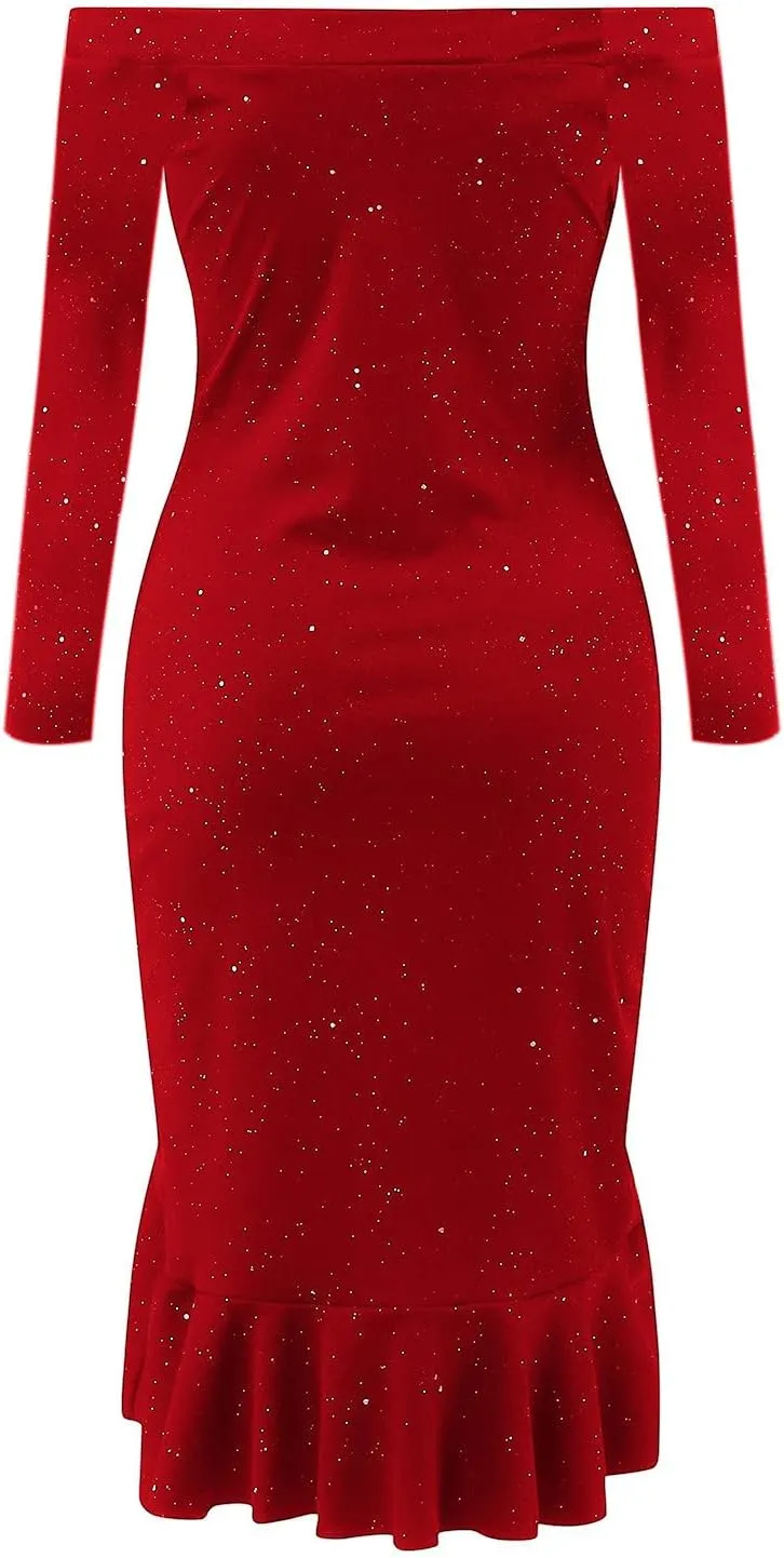 Wedding Guest Dresses for Women Sexy One Shoulder Sequin Smocked Formal Dress Sleeveless Side Slit Evening Party Dress