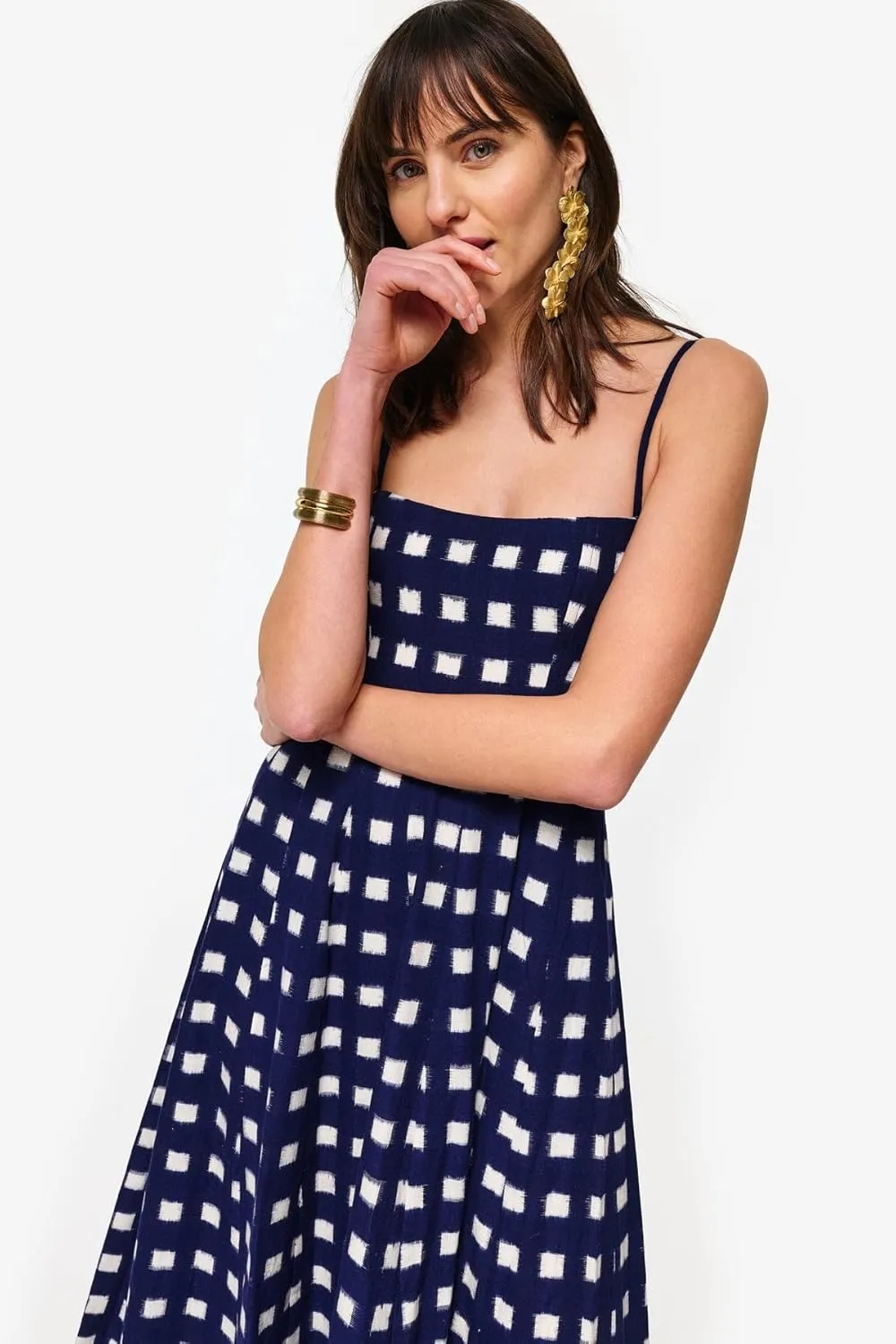 Women 2024 Bohemian Summer Maxi Dresses Checkerboard Spaghetti Strap Boho Flowy Long Sundress Beach Dress