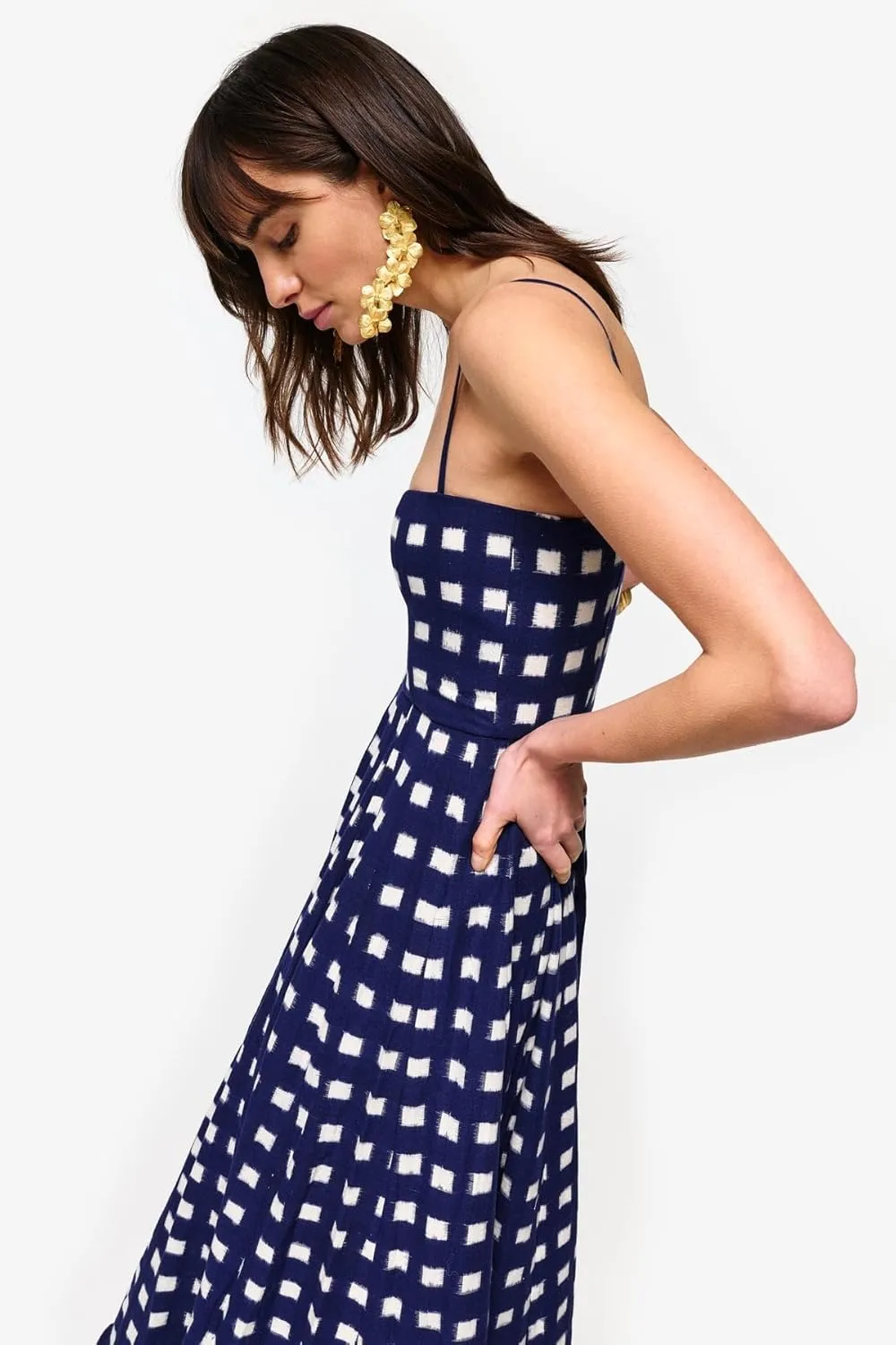 Women 2024 Bohemian Summer Maxi Dresses Checkerboard Spaghetti Strap Boho Flowy Long Sundress Beach Dress