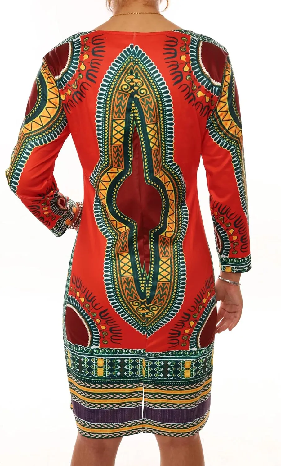 Women Bohemian V Neck African Printed Ethnic Style Summer Bodycon Shift Dress