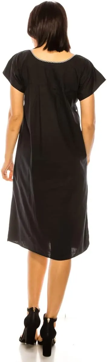 Women Embroidered Traditional Mexican Bohemian Long Casual Dress