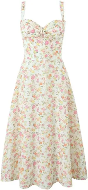 Women Floral V-Neck Mini Dress Sleeveless Zipper Tierred Ruffles Casual Dresses