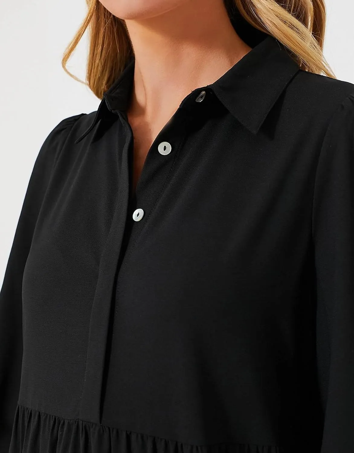 Women Flowy Maxi Shirt Dress Casual Button Down V Neck Ruffled Beach Long Dresses with Pockets