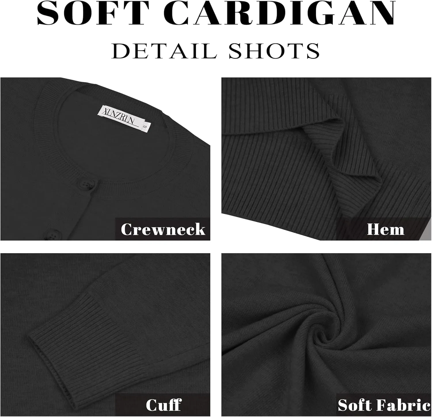 Women Loose Casual Lightweight Long Sleeve Crewneck Cardigan Sweaters Open Front Button Down Outwear with Pockets