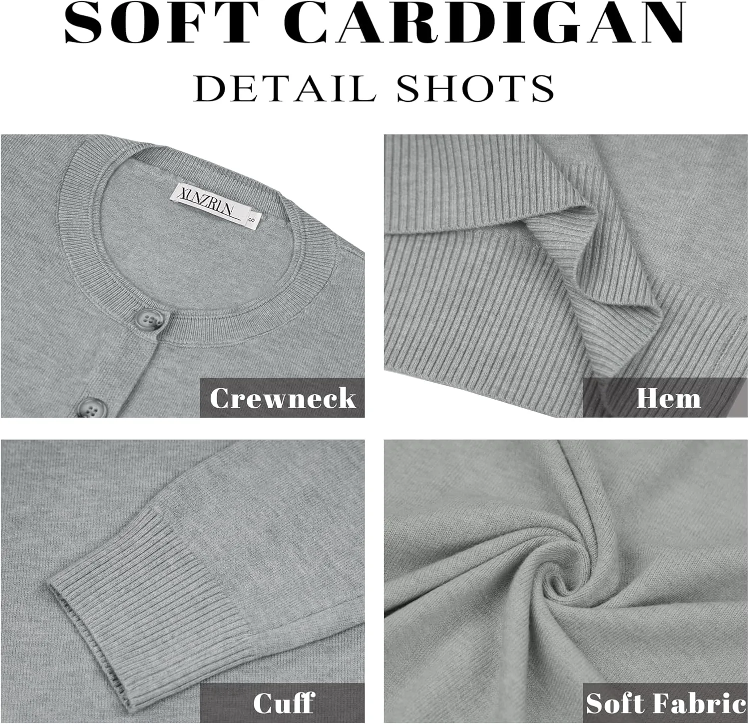 Women Loose Casual Lightweight Long Sleeve Crewneck Cardigan Sweaters Open Front Button Down Outwear with Pockets