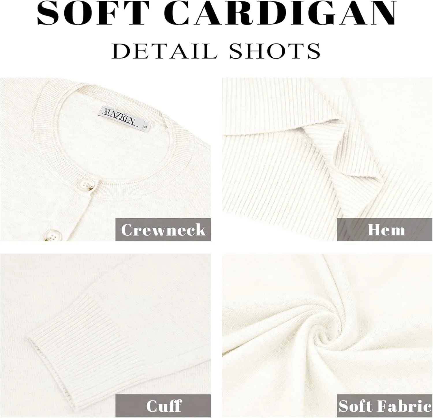 Women Loose Casual Lightweight Long Sleeve Crewneck Cardigan Sweaters Open Front Button Down Outwear with Pockets