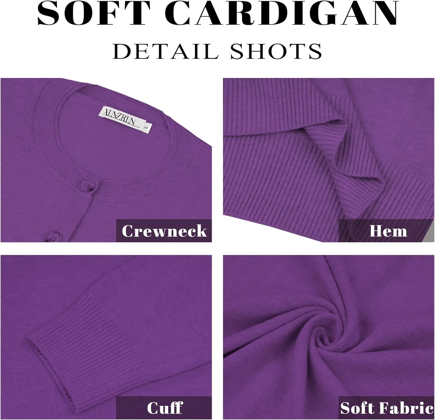 Women Loose Casual Lightweight Long Sleeve Crewneck Cardigan Sweaters Open Front Button Down Outwear with Pockets