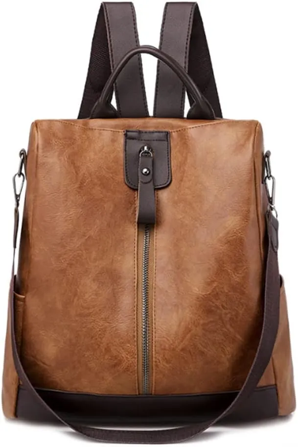 Women Multi Functional Backpack Anti Theft Shoulder Bag Bucket bags Satchel Purse-Brown