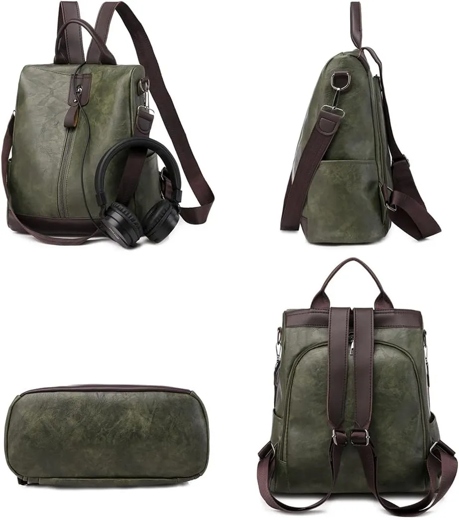 Women Multi Functional Backpack Anti Theft Shoulder Bag Bucket bags Satchel Purse-Light Gray