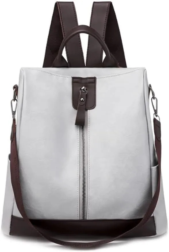 Women Multi Functional Backpack Anti Theft Shoulder Bag Bucket bags Satchel Purse-Light Gray