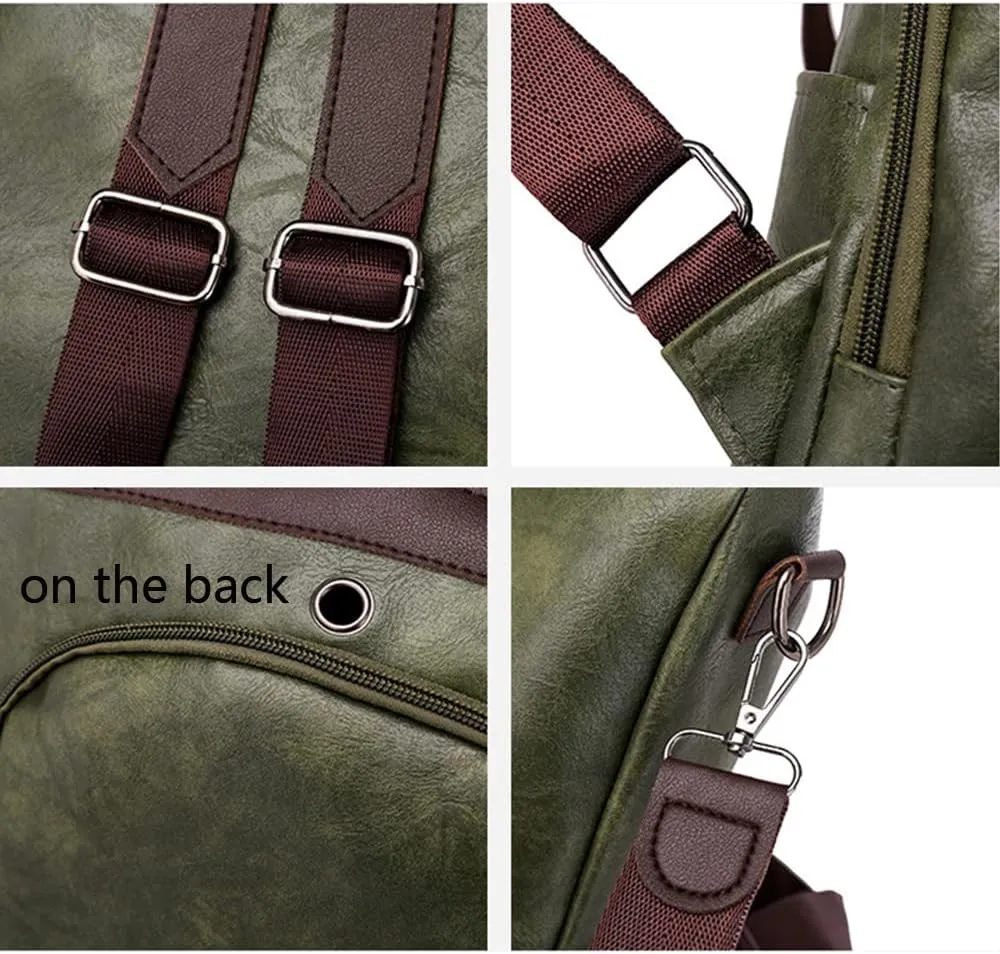 Women Multi Functional Backpack Anti Theft Shoulder Bag Bucket bags Satchel Purse-Light Gray