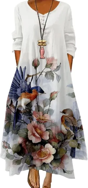 Women Plus Size Floral Loose Long Maxi Dress Oversized Bohemian Summer Caftan Beach Dress