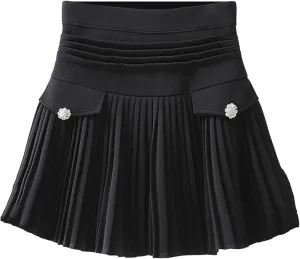Women Solid Simple Mini Elegant Fit Slim Stylish Skirt Women High Waist Mini Fashion Soft Pleated Skirt