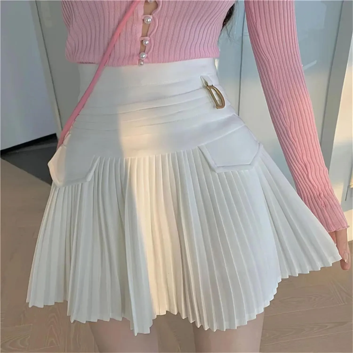 Women Solid Simple Mini Elegant Fit Slim Stylish Skirt Women High Waist Mini Fashion Soft Pleated Skirt