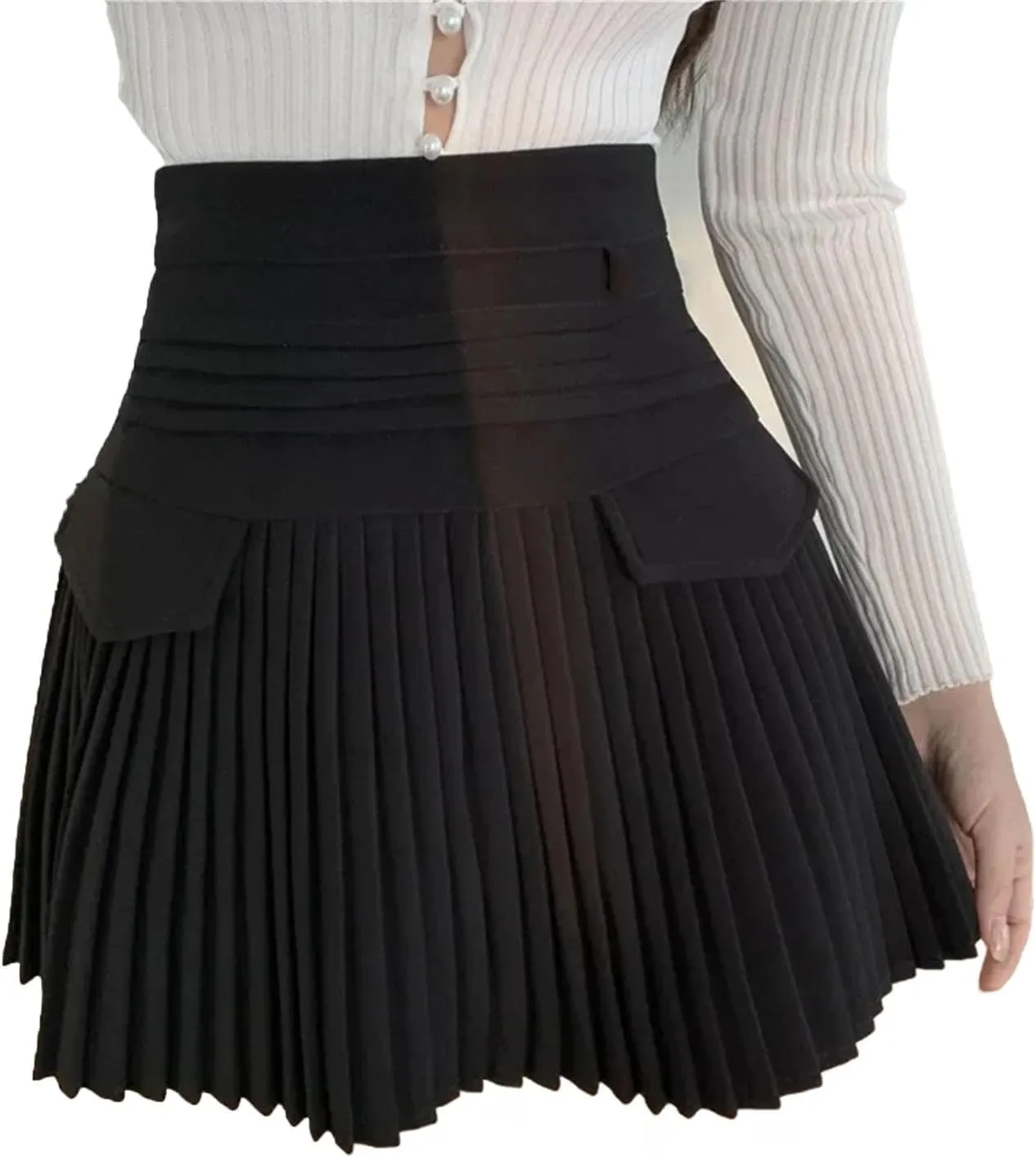 Women Solid Simple Mini Elegant Fit Slim Stylish Skirt Women High Waist Mini Fashion Soft Pleated Skirt
