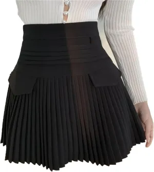Women Solid Simple Mini Elegant Fit Slim Stylish Skirt Women High Waist Mini Fashion Soft Pleated Skirt
