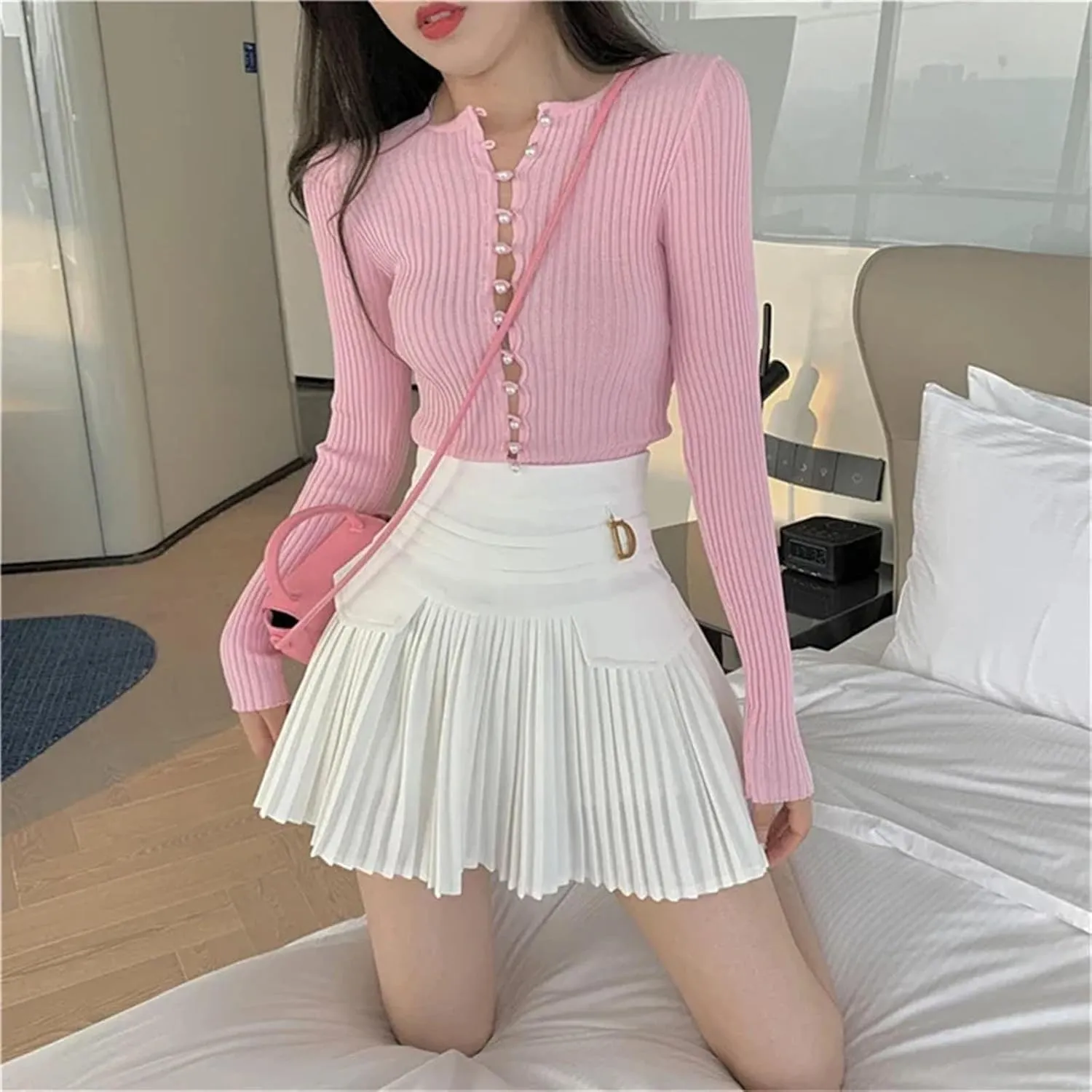 Women Solid Simple Mini Elegant Fit Slim Stylish Skirt Women High Waist Mini Fashion Soft Pleated Skirt