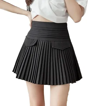 Women Solid Simple Mini Elegant Fit Slim Stylish Skirt Women High Waist Mini Fashion Soft Pleated Skirt
