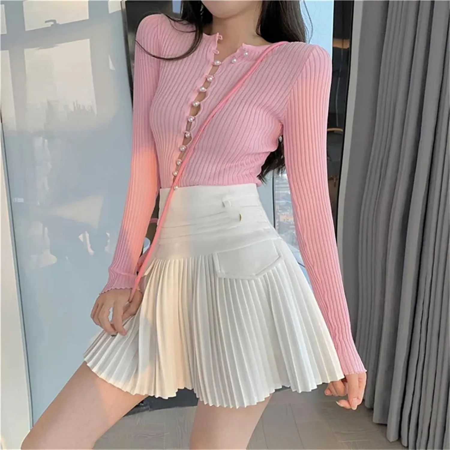 Women Solid Simple Mini Elegant Fit Slim Stylish Skirt Women High Waist Mini Fashion Soft Pleated Skirt