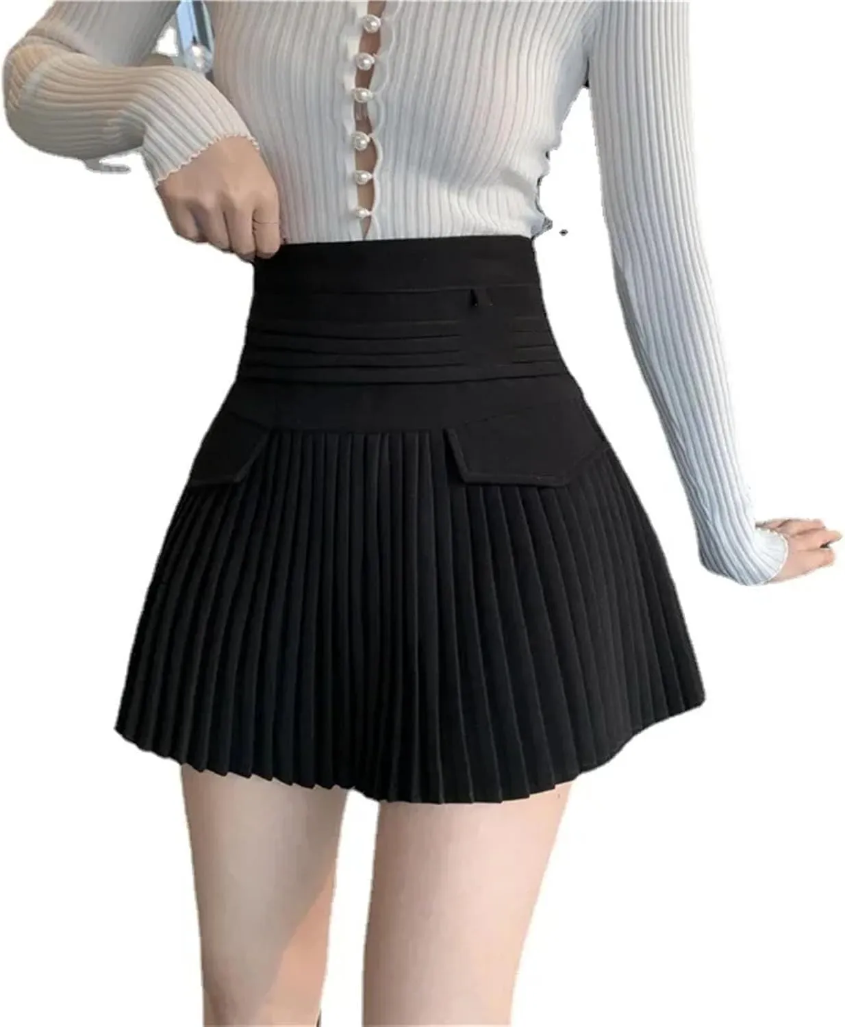 Women Solid Simple Mini Elegant Fit Slim Stylish Skirt Women High Waist Mini Fashion Soft Pleated Skirt